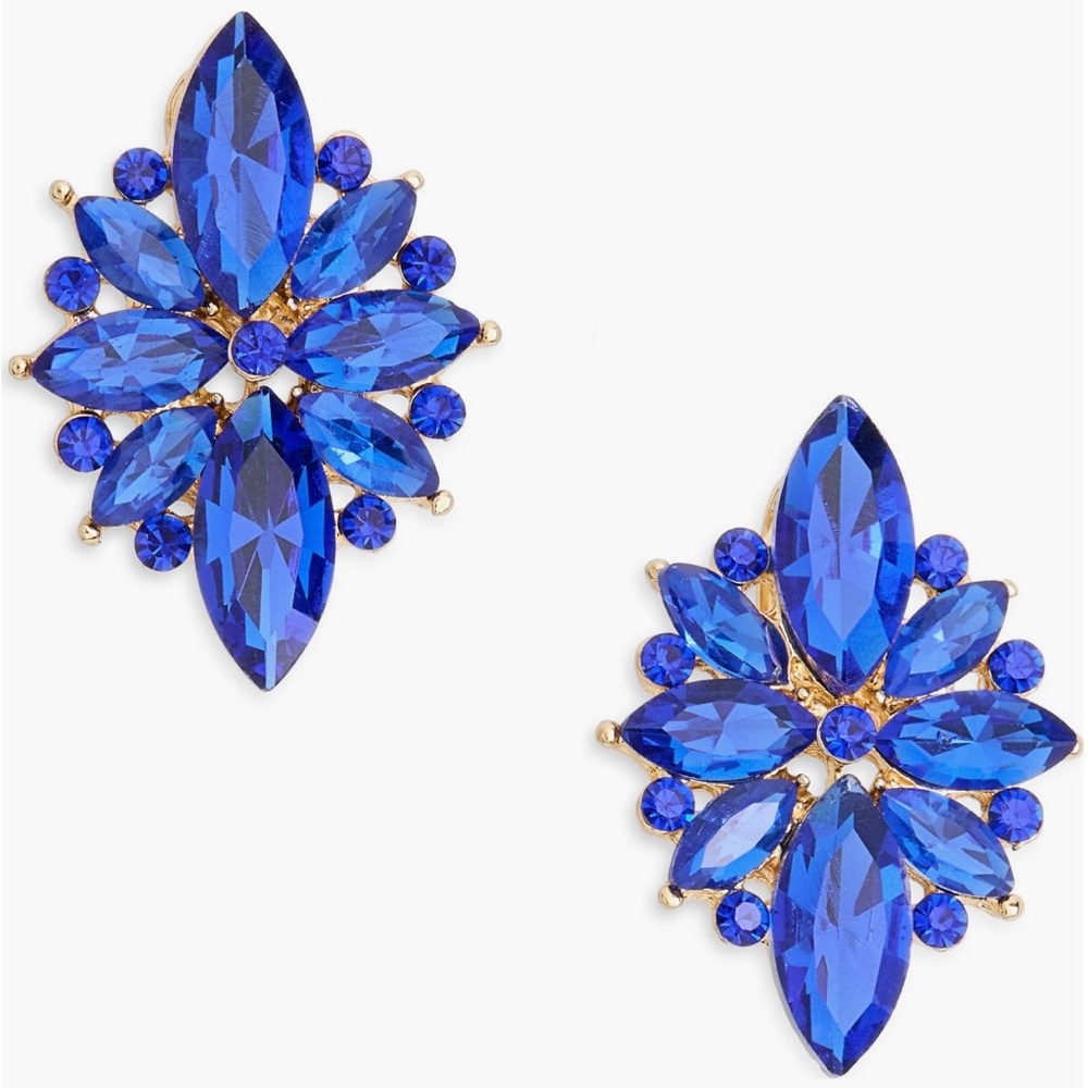 Nordstrom Cära Stunning Blue Crystal Cluster Stud Earrings